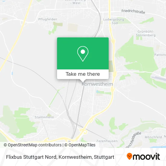 Карта Flixbus Stuttgart Nord, Kornwestheim