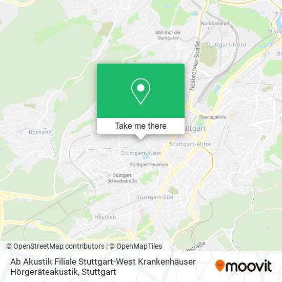 Карта Ab Akustik Filiale Stuttgart-West Krankenhäuser Hörgeräteakustik