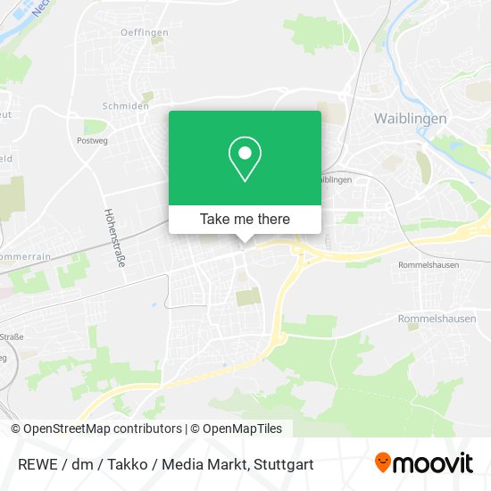 REWE / dm / Takko / Media Markt map