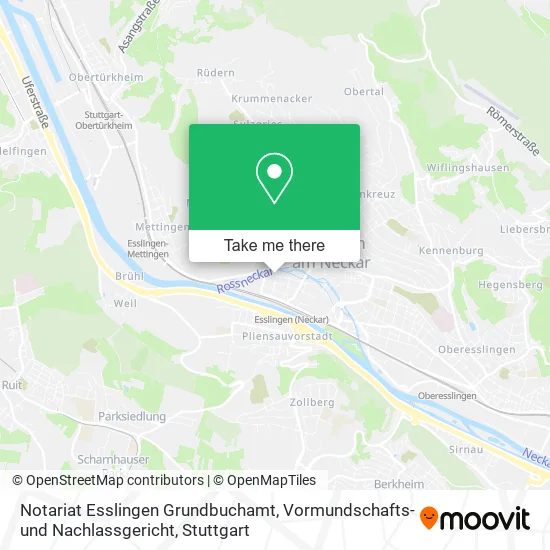 Карта Notariat Esslingen Grundbuchamt, Vormundschafts- und Nachlassgericht