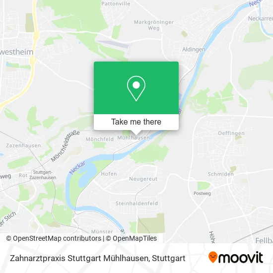 Карта Zahnarztpraxis Stuttgart Mühlhausen