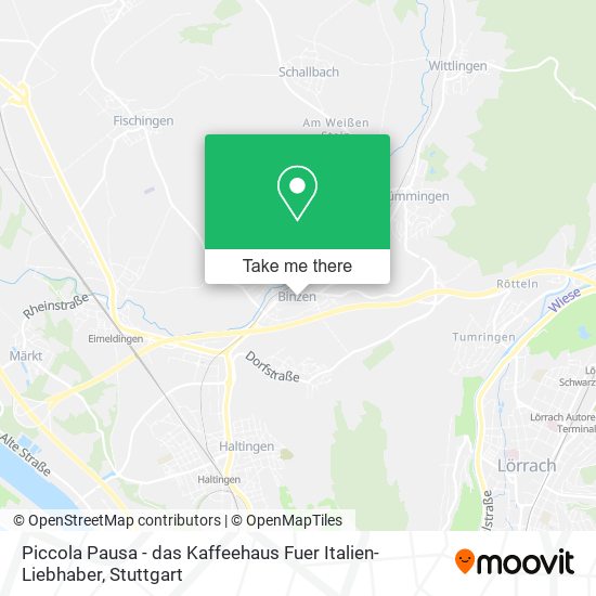 Карта Piccola Pausa - das Kaffeehaus Fuer Italien-Liebhaber