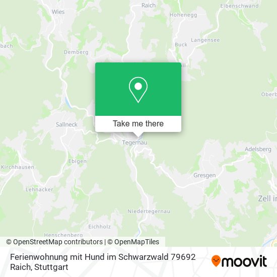 Карта Ferienwohnung mit Hund im Schwarzwald 79692 Raich