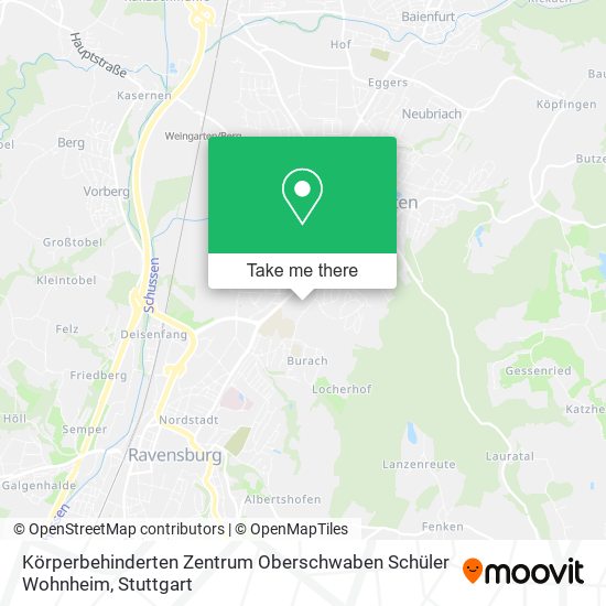 Карта Körperbehinderten Zentrum Oberschwaben Schüler Wohnheim