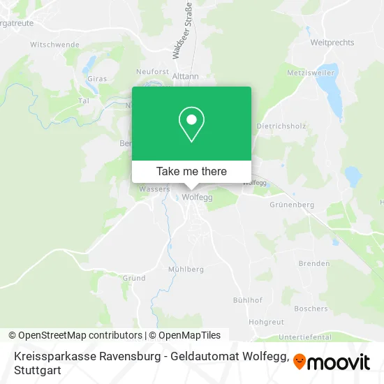 Карта Kreissparkasse Ravensburg - Geldautomat Wolfegg