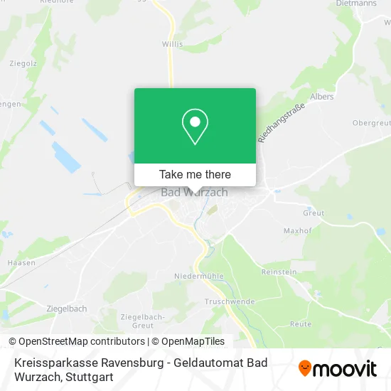 Карта Kreissparkasse Ravensburg - Geldautomat Bad Wurzach