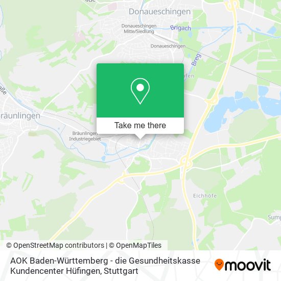 Карта AOK Baden-Württemberg - die Gesundheitskasse Kundencenter Hüfingen