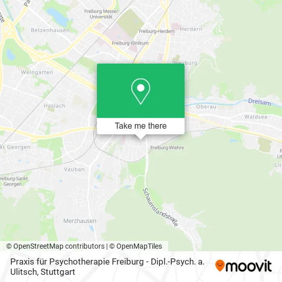Карта Praxis für Psychotherapie Freiburg - Dipl.-Psych. a. Ulitsch