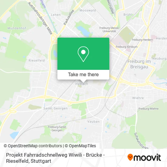 Карта Projekt Fahrradschnellweg Wiwili - Brücke - Rieselfeld