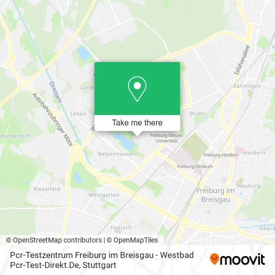 Карта Pcr-Testzentrum Freiburg im Breisgau - Westbad Pcr-Test-Direkt.De