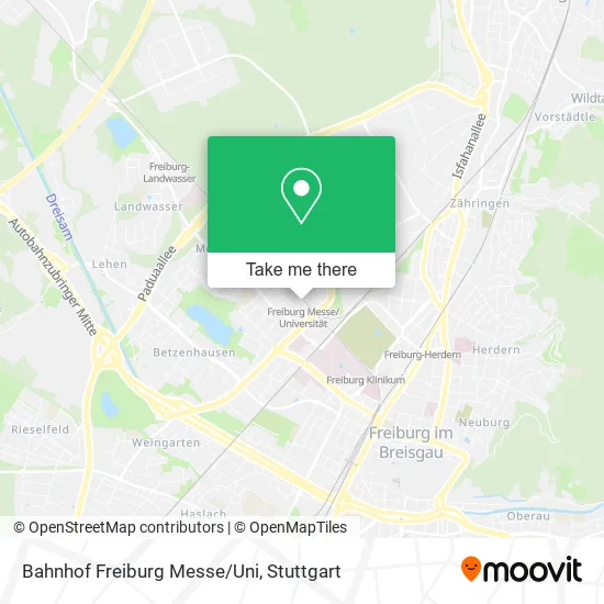 Карта Bahnhof Freiburg Messe/Uni