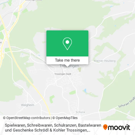 Карта Spielwaren, Schreibwaren, Schulranzen, Bastelwaren und Geschenke Schrödl & Kohler Trossingen