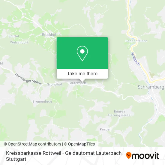 Карта Kreissparkasse Rottweil - Geldautomat Lauterbach