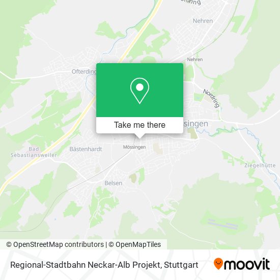 Карта Regional-Stadtbahn Neckar-Alb Projekt
