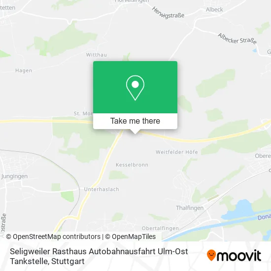 Карта Seligweiler Rasthaus Autobahnausfahrt Ulm-Ost Tankstelle