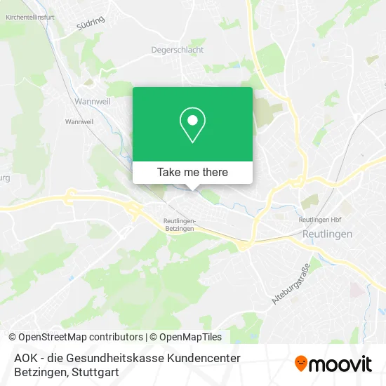 Карта AOK - die Gesundheitskasse Kundencenter Betzingen
