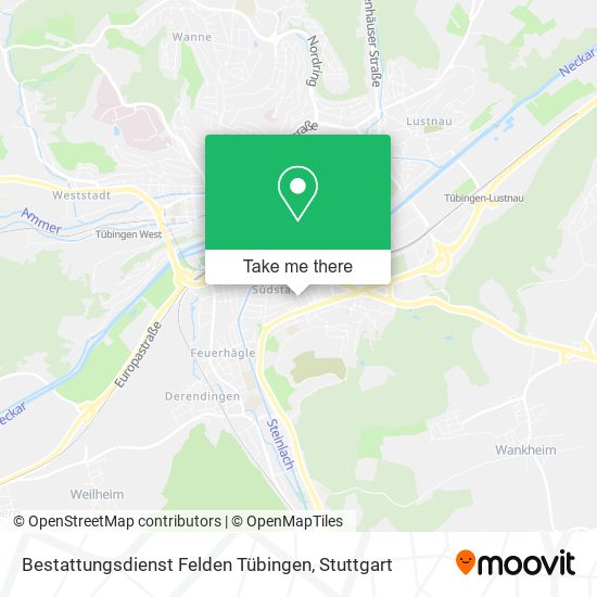 Bestattungsdienst Felden Tübingen map