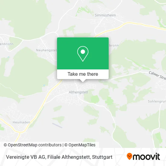 Карта Vereinigte VB AG, Filiale Althengstett