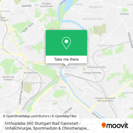 Карта Orthopädie 360 Stuttgart-Bad Cannstatt - Unfallchirurgie, Sportmedizin & Chirotherapie