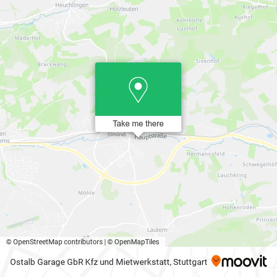 Карта Ostalb Garage GbR Kfz und Mietwerkstatt
