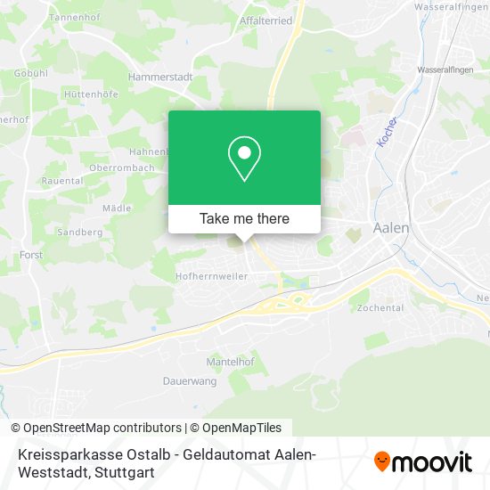 Карта Kreissparkasse Ostalb - Geldautomat Aalen-Weststadt