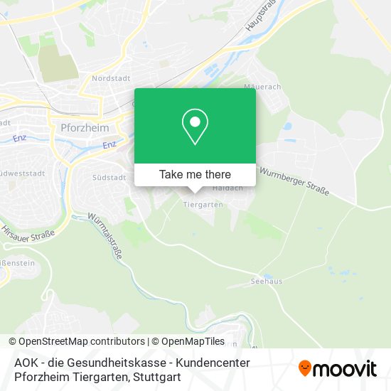 AOK - die Gesundheitskasse - Kundencenter Pforzheim Tiergarten map