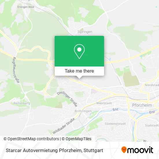 Карта Starcar Autovermietung Pforzheim