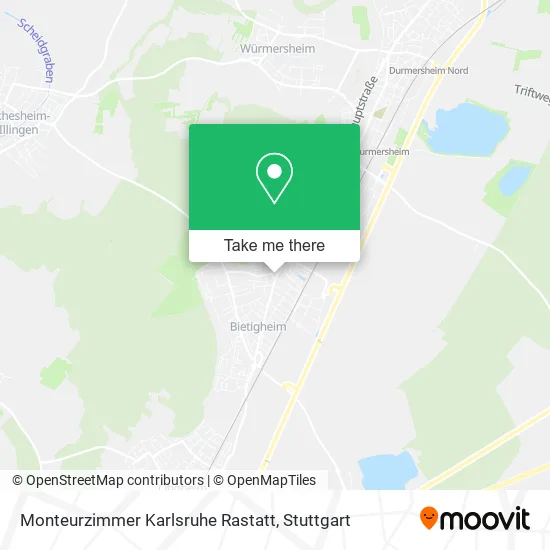 Карта Monteurzimmer Karlsruhe Rastatt
