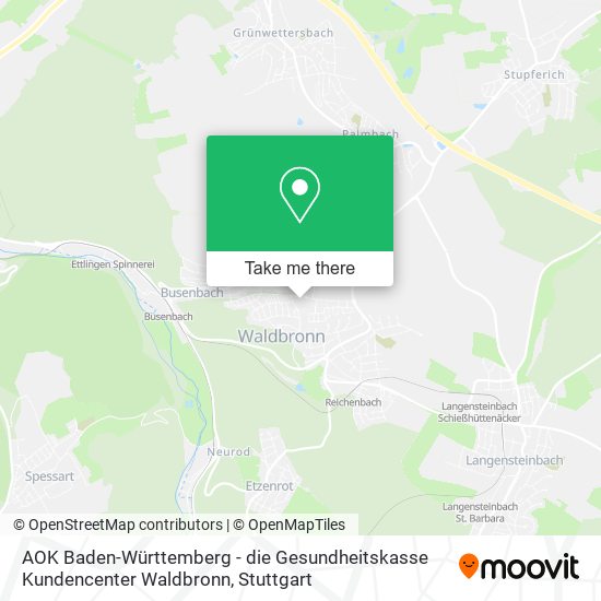 Карта AOK Baden-Württemberg - die Gesundheitskasse Kundencenter Waldbronn