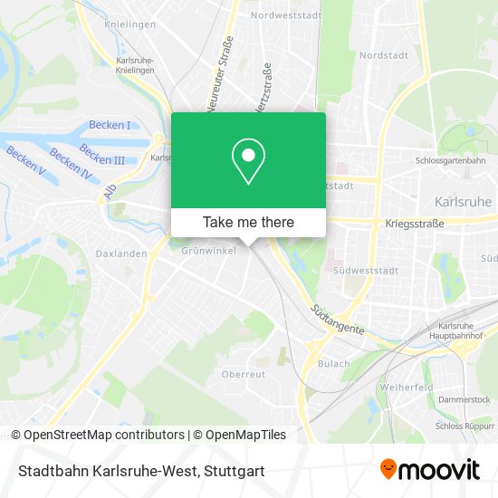 Карта Stadtbahn Karlsruhe-West