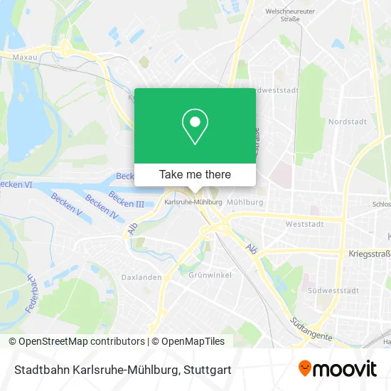 Карта Stadtbahn Karlsruhe-Mühlburg