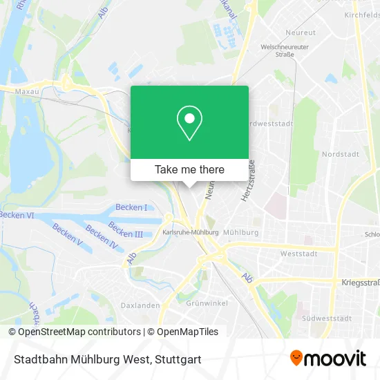 Карта Stadtbahn Mühlburg West