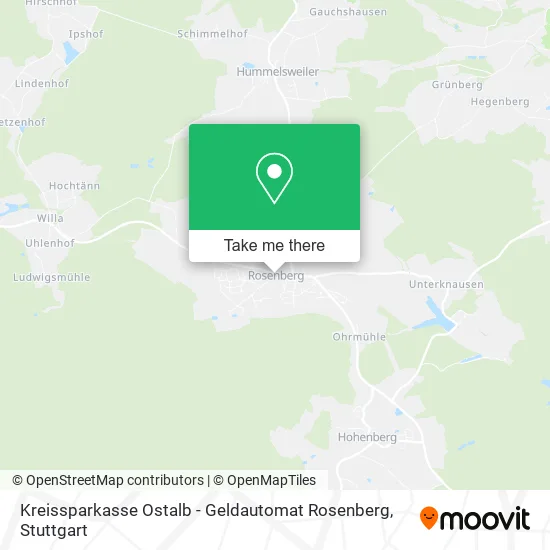 Карта Kreissparkasse Ostalb - Geldautomat Rosenberg