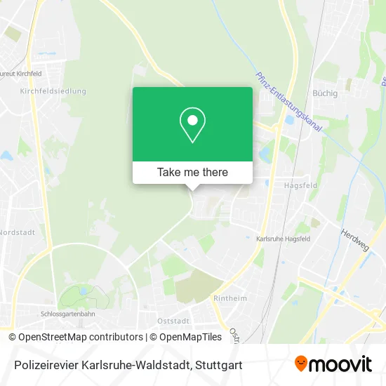 Карта Polizeirevier Karlsruhe-Waldstadt