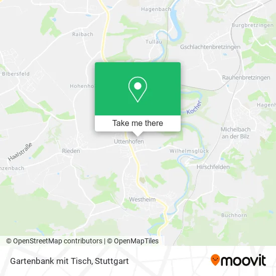 Карта Gartenbank mit Tisch
