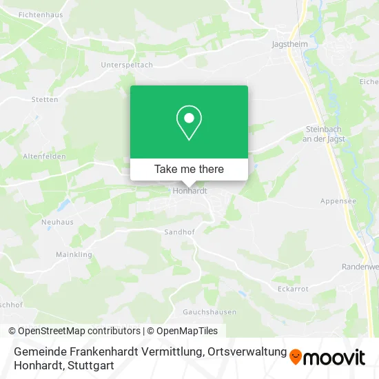 Карта Gemeinde Frankenhardt Vermittlung, Ortsverwaltung Honhardt