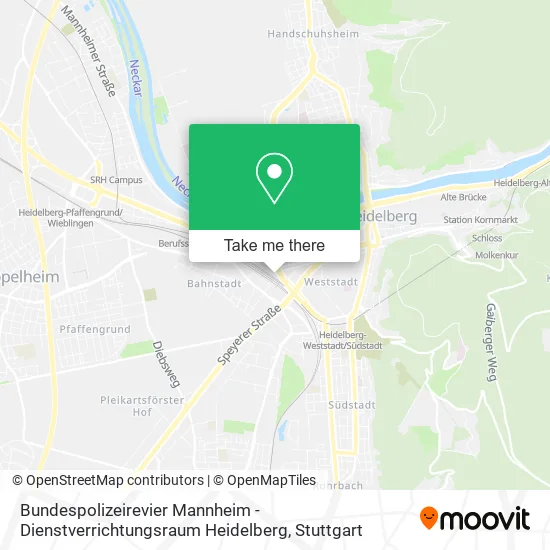 Карта Bundespolizeirevier Mannheim - Dienstverrichtungsraum Heidelberg