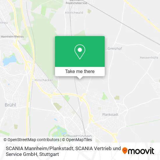Карта SCANIA Mannheim / Plankstadt, SCANIA Vertrieb und Service GmbH