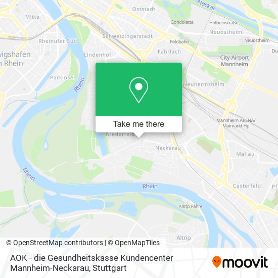 Карта AOK - die Gesundheitskasse Kundencenter Mannheim-Neckarau