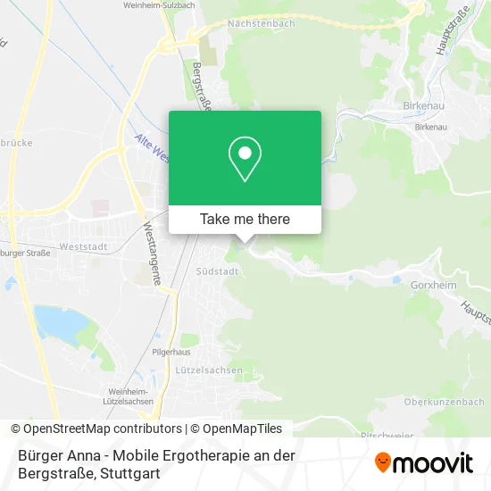 Карта Bürger Anna - Mobile Ergotherapie an der Bergstraße