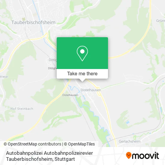 Карта Autobahnpolizei Autobahnpolizeirevier Tauberbischofsheim