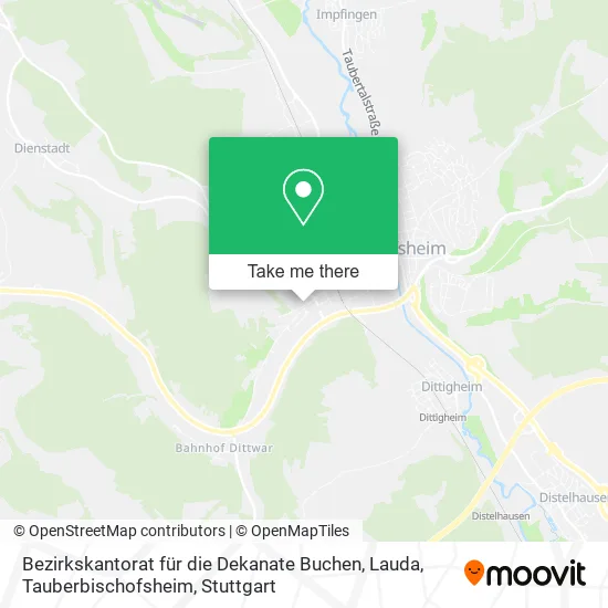 Карта Bezirkskantorat für die Dekanate Buchen, Lauda, Tauberbischofsheim