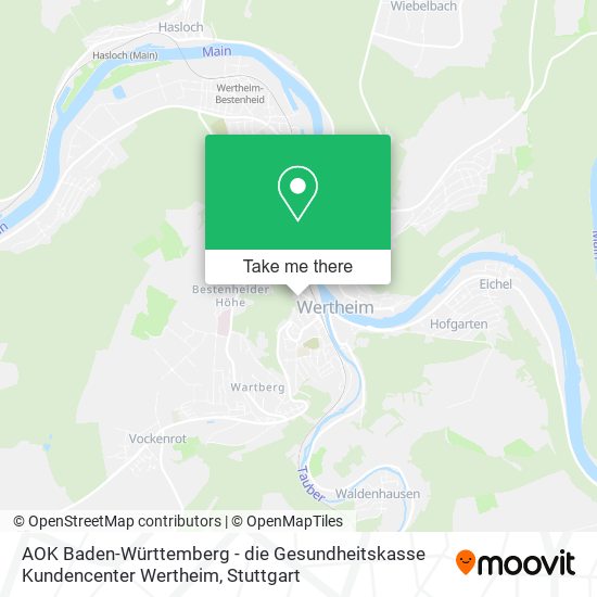 Карта AOK Baden-Württemberg - die Gesundheitskasse Kundencenter Wertheim