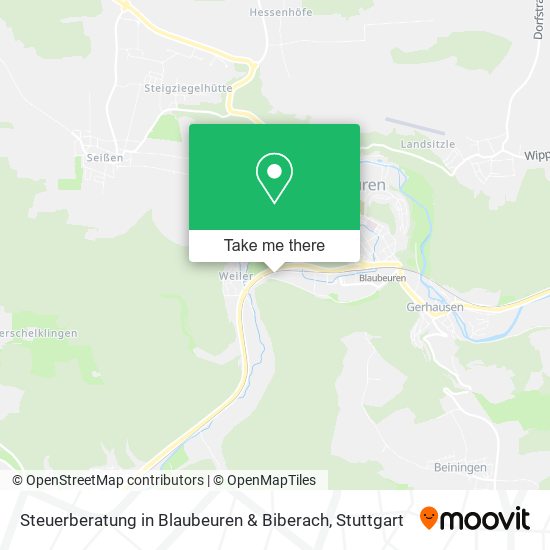 Карта Steuerberatung in Blaubeuren & Biberach