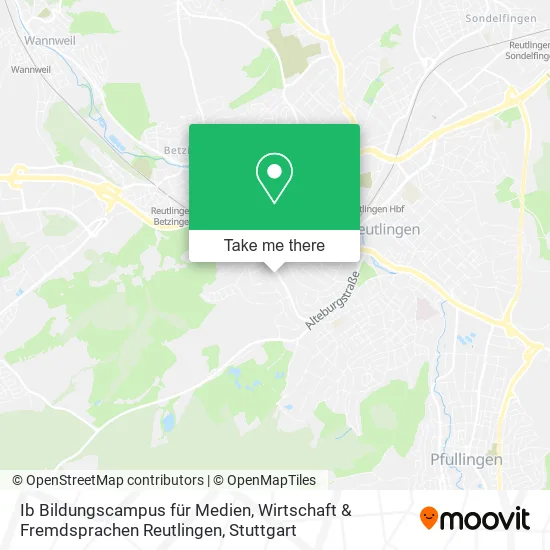 Карта Ib Bildungscampus für Medien, Wirtschaft & Fremdsprachen Reutlingen