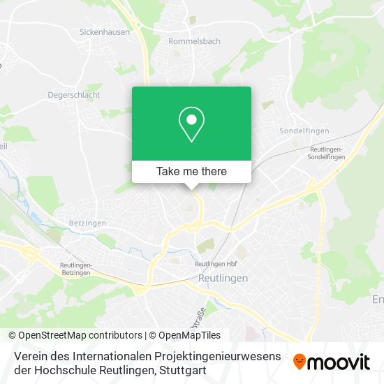 Verein des Internationalen Projektingenieurwesens der Hochschule Reutlingen map