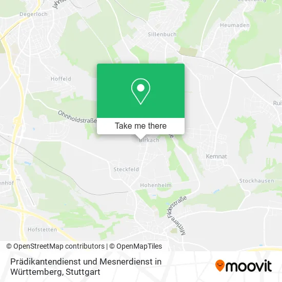 Карта Prädikantendienst und Mesnerdienst in Württemberg