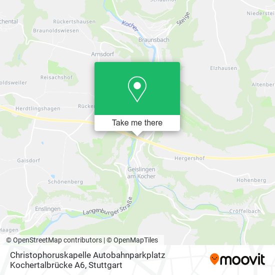 Christophoruskapelle Autobahnparkplatz Kochertalbrücke A6 map