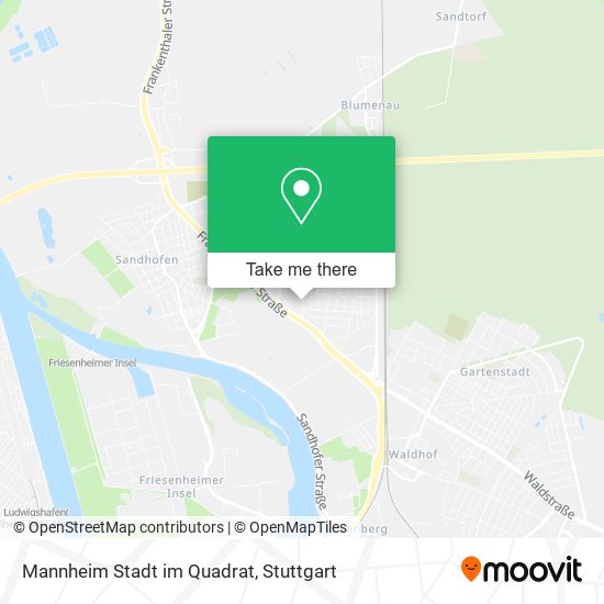 Карта Mannheim Stadt im Quadrat