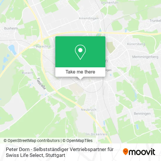 Карта Peter Dorn - Selbstständiger Vertriebspartner für Swiss Life Select